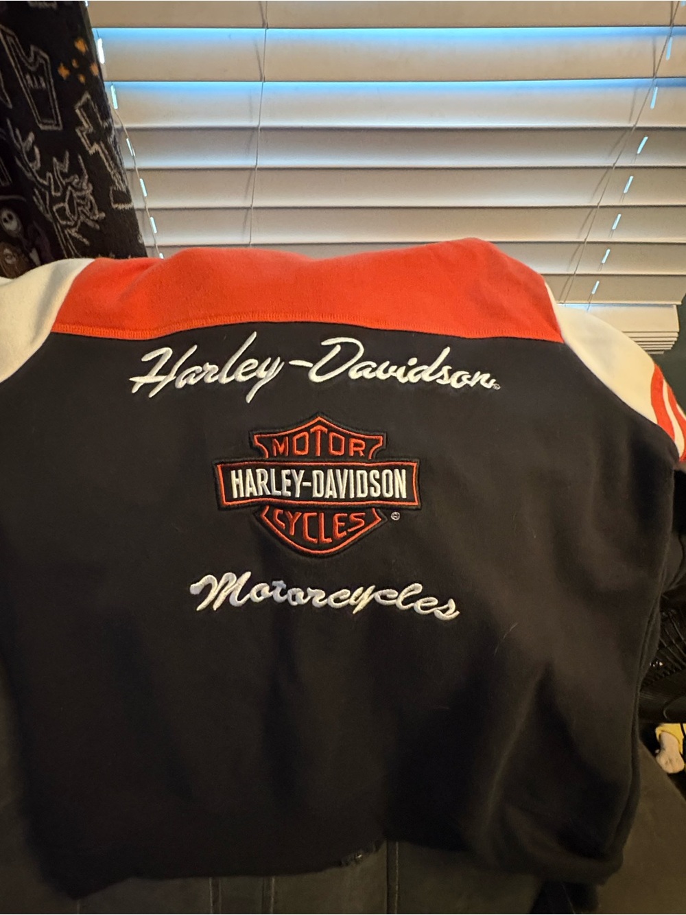 Harley-Davidson Black and Red Embroidered Varsity Jacket